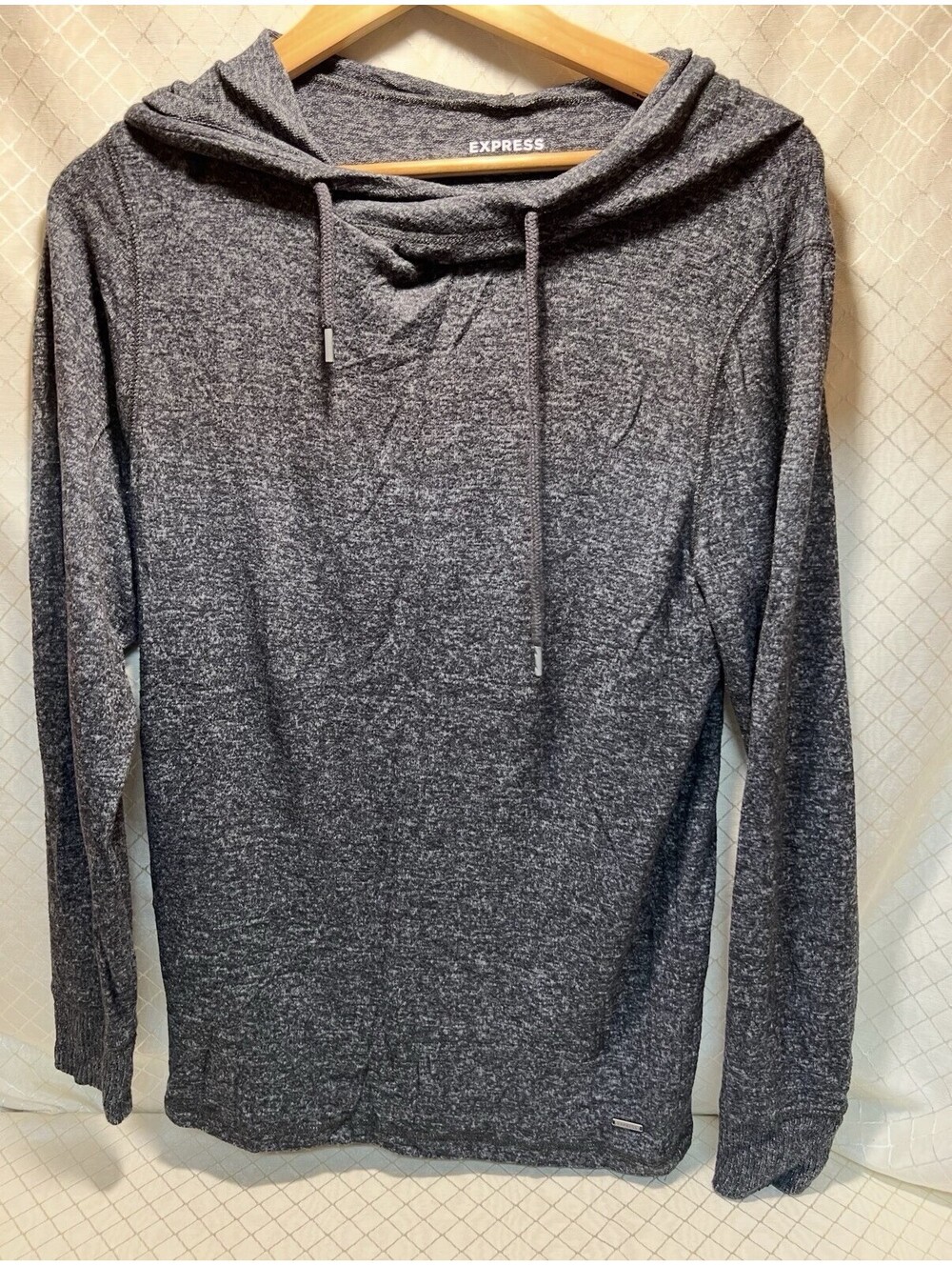 Mens Size Small Express Hoodie Sweatshirt Dark Heather Gray
